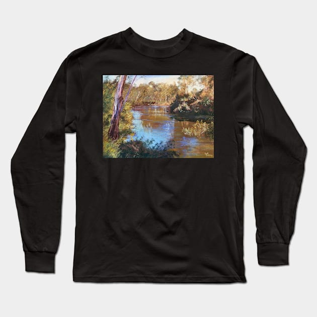 'Beside the Goulburn - Trawool' Long Sleeve T-Shirt by Lyndarob